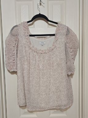 Fate Light Pink Speckled Puff-Sleeve Blouse